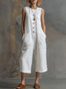 Women's Retro Sleeveless Wide-Leg Cropped Jumpsuit by FitiqueFit