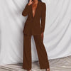 Lapel Button-Down Blazer & Straight-Leg Trousers Suit by FitiqueFit