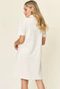 Double Take Full Size Texture Collared Neck Short Sleeve Dress Textured Dress For Women by Stevvex