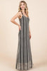 Plus Size Striped Scoop Neck Beaded Strap Maxi Cami Dress – Elegant and Stylish Cami Dress , Beaded Straps, and Flattering Scoop Neckline by Stevvex