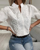 🌸 Women's V-Neck Stand Collar Embroidered Lace Blouse by FitiqueFit