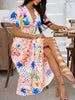 Elegant Printed V-Neck Short Sleeve Maxi Dress Beautiful Casual Women Long Dress by Stevvex