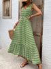 Vintage Printed V-Neck Tie Waist Midi Dress Lightweight Trendy & Elegant Dress for Women by Stevvex