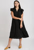 Black Full Size Ruffle Cap Sleeve Dress Plus Size Elegance Women Luxury Dress by Stevvex