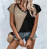 Women's Color-blocked Casual Short Sleeve Top by My Store