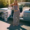 Women's Striped Tube Top & Pants Set – 2-Piece Modal Matching Outfit by FitiqueFit