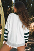 White Stripe Bowknot Patched Pattern Contrast Stitching Pullover Trendy Sweatshirt by Wild and Free Boutique