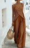 Women's Striped V-Neck Sleeveless Two-Piece Set by FitiqueFit