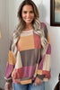Green Checkered Print Textured Knit Long Sleeve Loose Top by Wild and Free Boutique