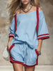 Women's Summer Contrast Color-Block Patchwork Shorts Set – 2-Piece by FitiqueFit