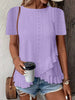 Women’s Casual Solid Color Short Sleeve Crew Neck Top by FitiqueFit