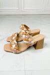 SODA Interwoven Ideas Braided Strap Block Heel Slide Sandal in Nude
