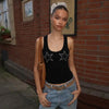 Women's Slim-fit Solid-color Rhinestone-embellished Versatile Top by My Store