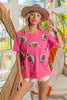 BiBi Game Day Sequins Patched Half Sleeves Top by Wild and Free Boutique