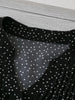 Polka Dot Notched Ruffled Cap Sleeve Blouse