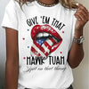 Women's Round Neck American Flag Lips & Stars Print Summer Top by FitiqueFit