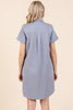 Button Detail Collared Neck Short Sleeve Shirt Dress For Women – Classic, Elegant, Chic, Trendy, Versatile Shirt Dress by Stevvex