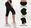 Women's High-Waisted Slim Capri Pants with Slit Hem — Black by FitiqueFit