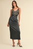 Embroidered Cami Satin Midi Slit Dress – Satin Dress, Sexy, Flattering, Embroidered Dress, Cami Style Dress, Midi Dress, Slit Detail Dress, Elegant Satin Dress by Stevvex