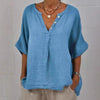 Women's Cotton Linen V-Neck Button-Up Shirt by FitiqueFit