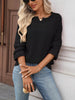 Striped Notched Long Sleeve T-Shirt by Simply Love