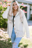 Black Button Up Contrast Knitted Sleeves Hooded Jacket