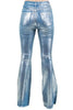 High Rise Metallic Blue Bell Bottom -33" Inseam by Neon Spur