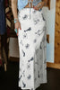 White Western Print Satin Long Skirt by Wild and Free Boutique
