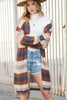Dark Blue Color Block Striped Cut Out Knit Cardigan by Wild and Free Boutique