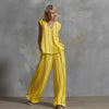 Women’s Sleeveless Striped Top and Full-Length Pants Set by FitiqueFit