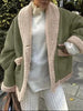 Fuzzy Collared Neck Long Sleeve Jacket with Buttoned Closure and Cozy Pockets by Stevvex