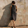 Women's Sleeveless A-Line Midi Dress – Solid Color Cotton Linen Casual by FitiqueFit