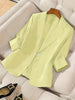 Women's Three-Quarter Sleeve Single-Button Casual Blazer by FitiqueFit