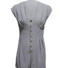 Women’s Short Button Front Jumpsuit – V-Neck Patchwork Romper by FitiqueFit