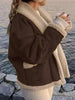 Fuzzy Collared Neck Long Sleeve Jacket with Buttoned Closure and Cozy Pockets by Stevvex