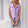 Women's Colorful Denim-Style Vest Jacket – Spring & Summer by FitiqueFit