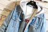 Women's Oversized Washed Denim Jacket – Hooded Loose Korean Style by FitiqueFit