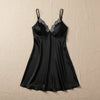 Lace Trim V-Neck Mini Dress – Backless Satin Slip Dress