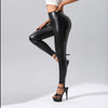 Women’s Patchwork Leather Pants for Running, Fitness and Yoga by FitiqueFit