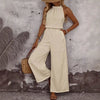 Women's Draped Neck Sleeveless Vest & Casual Pants Two-Piece Set by FitiqueFit