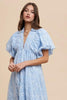 Floral Smock Detail Puff Sleeve Summer Dress – Feminine Floral Smocked Puff Sleeve Dress with Delicate Details for Casual and Special Occasions by Stevvex
