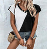 Women's Color-blocked Casual Short Sleeve Top by My Store