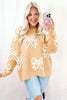 Golden Fleece Bow Pattern Drop Shoulder Loose Sweater by Wild and Free Boutique