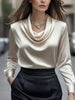 Women’s Elegant Boat Neck Long Sleeve Minimalist Top by FitiqueFit