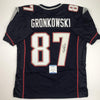 Autographed/Signed Rob Gronkowski New England Blue Football Jersey Beckett BAS COA