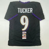 Autographed/Signed Justin Tucker Baltimore Black Football Jersey JSA COA by Hall of Fame Sports Memorabilia
