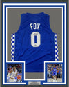 Framed Autographed/Signed De'Aaron Fox 35x39 Kentucky Blue College Basketball Jersey Beckett BAS COA
