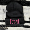 Neon Pink Feral embroidered beanie by Madness & Mayhem LLC
