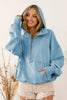 BiBi Stitch Detailed Elastic Hem Half Zip Fleece Hoodie by FitiqueFit