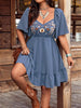 Women's Floral Embroidered Ruffle Short-Sleeve Midi Dress by FitiqueFit